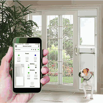 High Tech Power Pet Smartphone Controlled WiFi Patio Pet Door